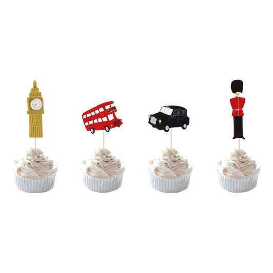 London England Themed Cupcake Toppers Set