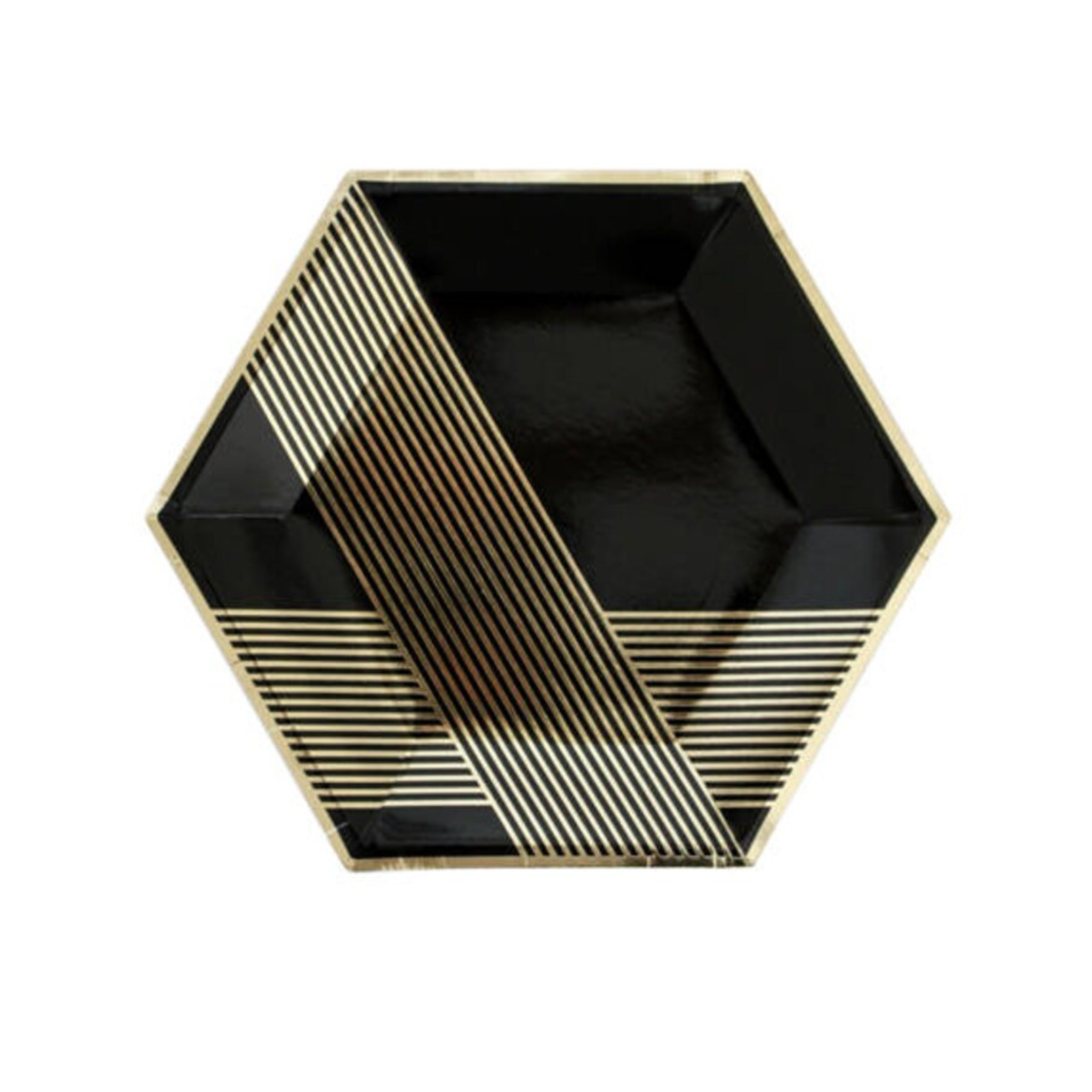 Black with Gold Theme Party Stripes Tableware Set