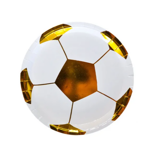 Gold Football Theme Birthday Party 9 Inch Paper Plates Set