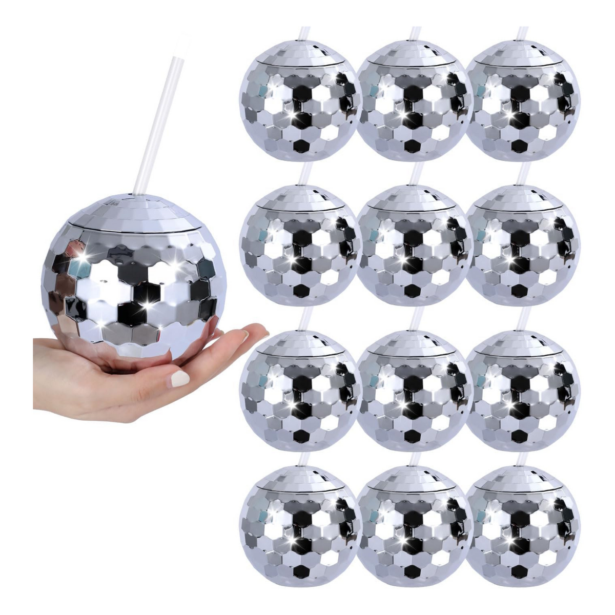 Silver Shiny Disco Ball Party Cup - 1pc