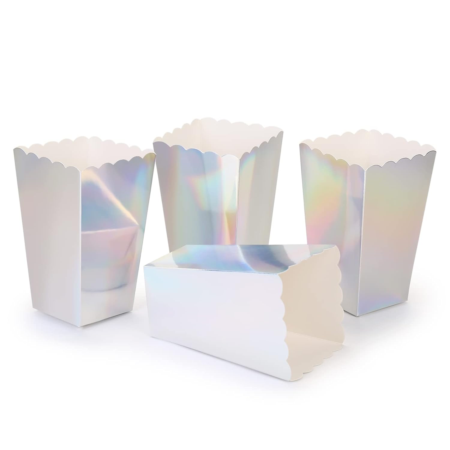 Holographic Pastel Iridescent Popcorn Boxes Set