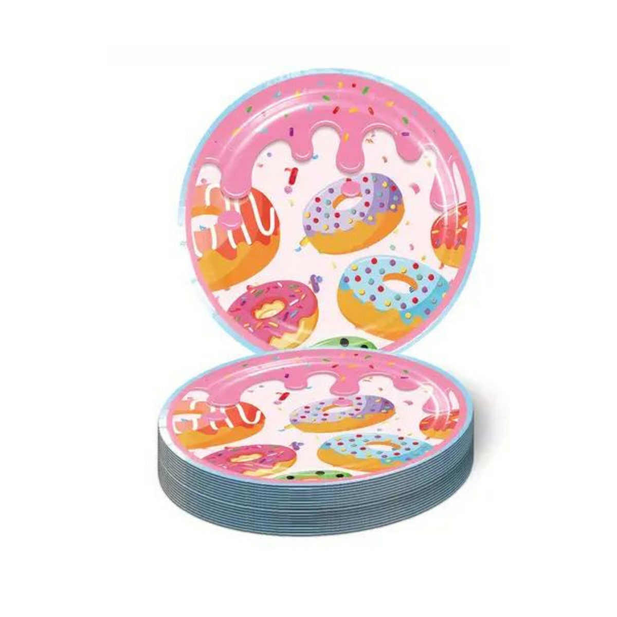 Candy Land Theme Birthday Party 9 Inch Paper Plates Set (Donut)