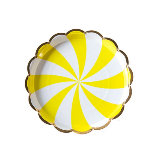 Circus Party Yellow Swirl 7 Inch Paper Plates Set