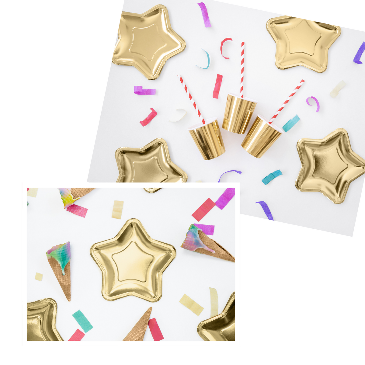 Golden Star shaped 9-inch Paper Plates Set
