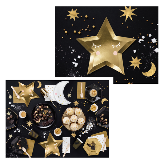 Golden Star-Shaped Paper Plates Set