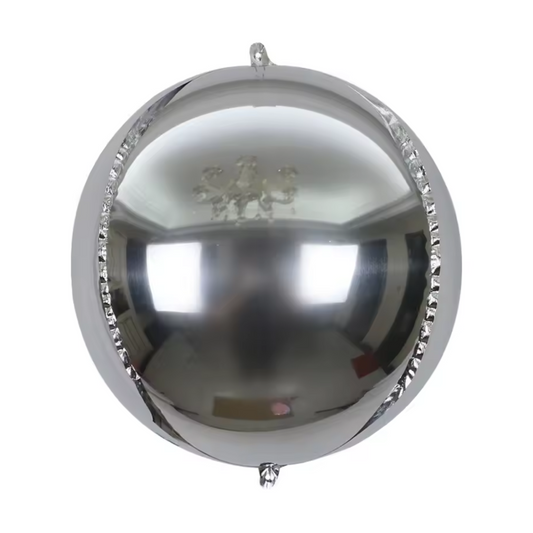 Helium 4D Round Orbz Foil Balloons 22 Inch (Silver)