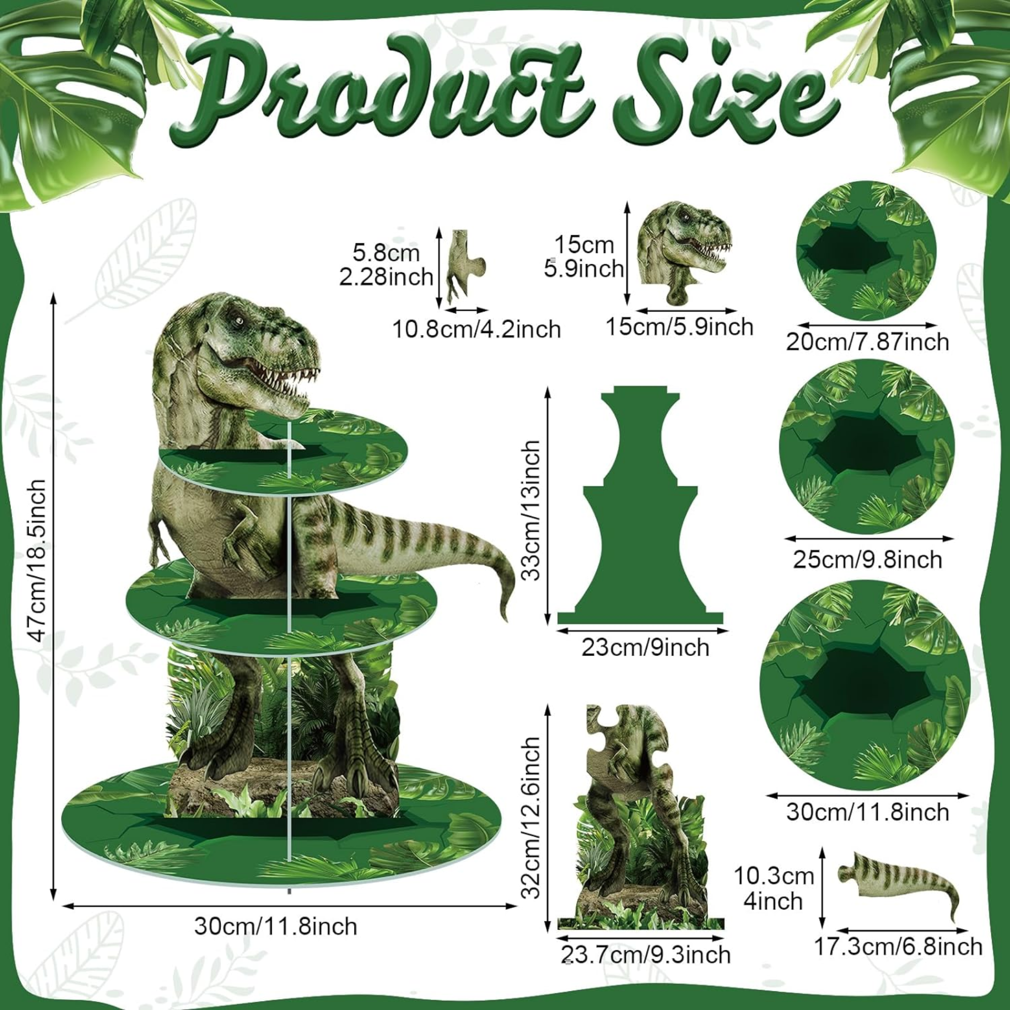 3-Tier Dinosaur Theme Cupcake Stand
