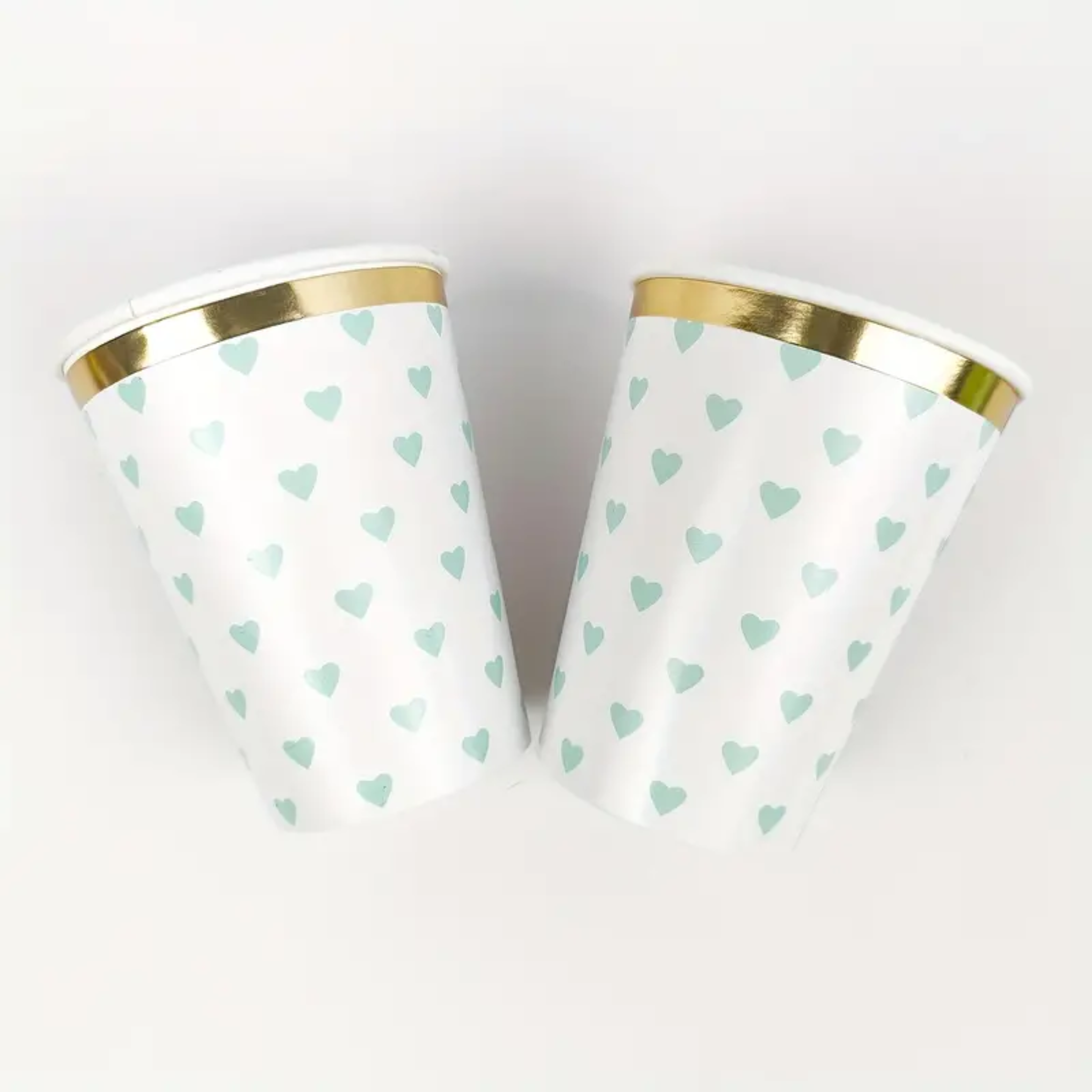 Baby Blue Heart-Shaped paper Cups Set