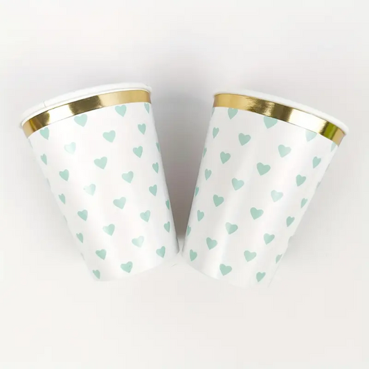 Baby Blue Heart-Shaped paper Cups Set