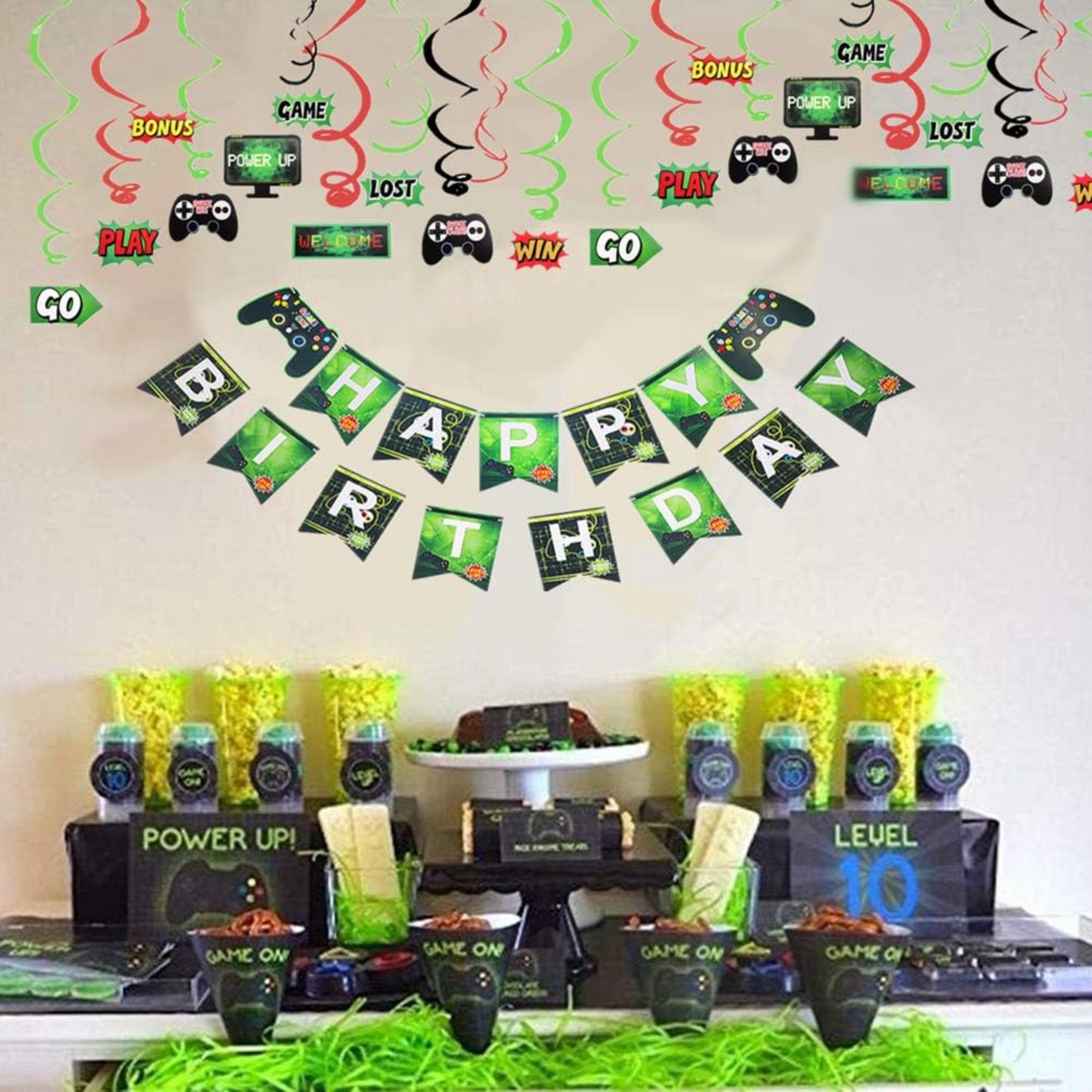 Game On Theme Party Swirl Banner