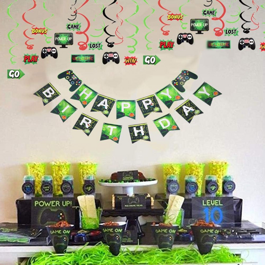 Video Game Party Swirl Banner