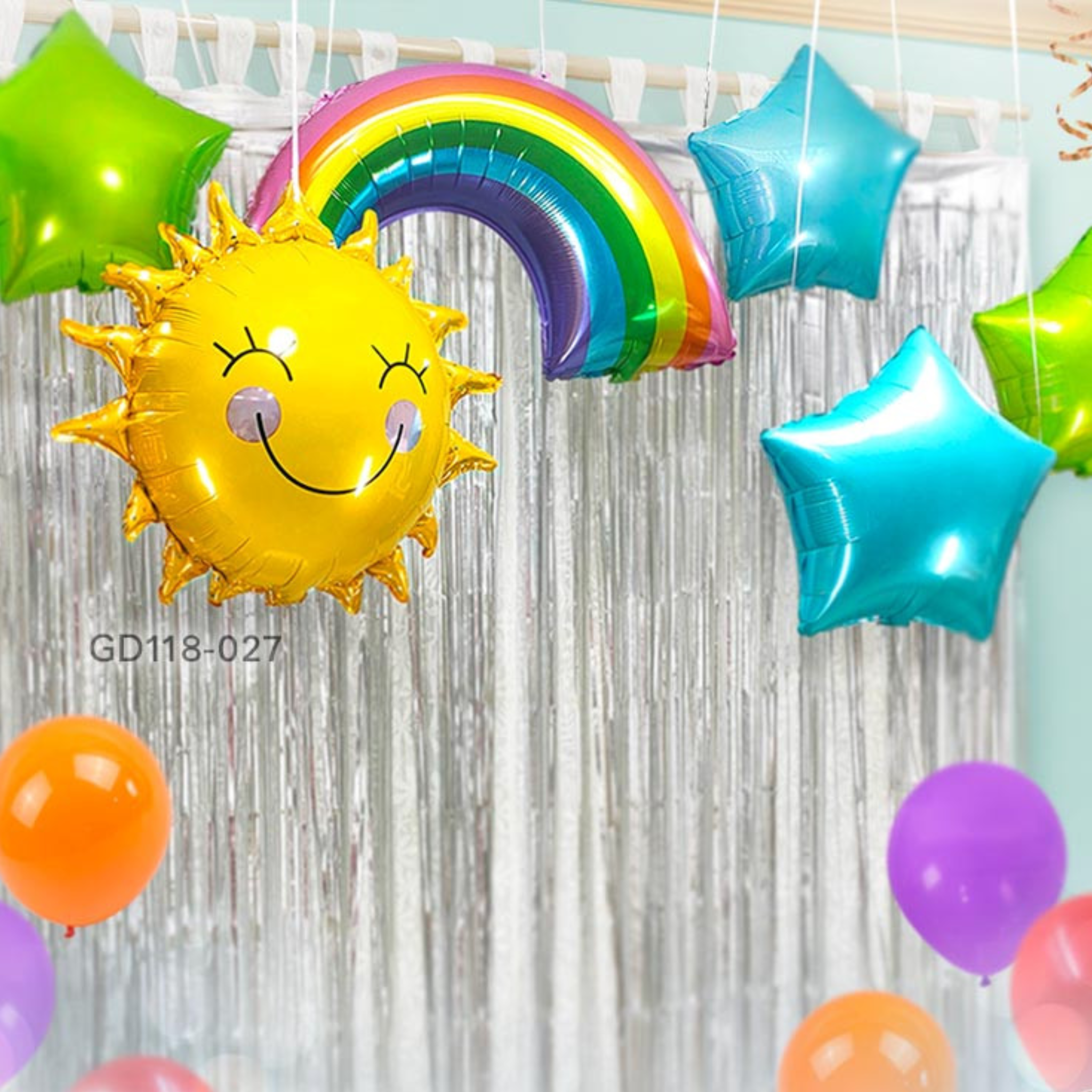 Smiley Rainbow Foil Balloons Set