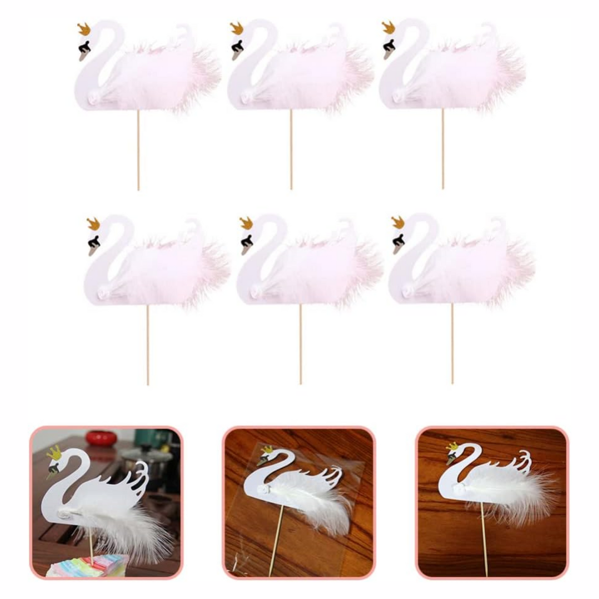 Swan Cupcake Toppers Set
