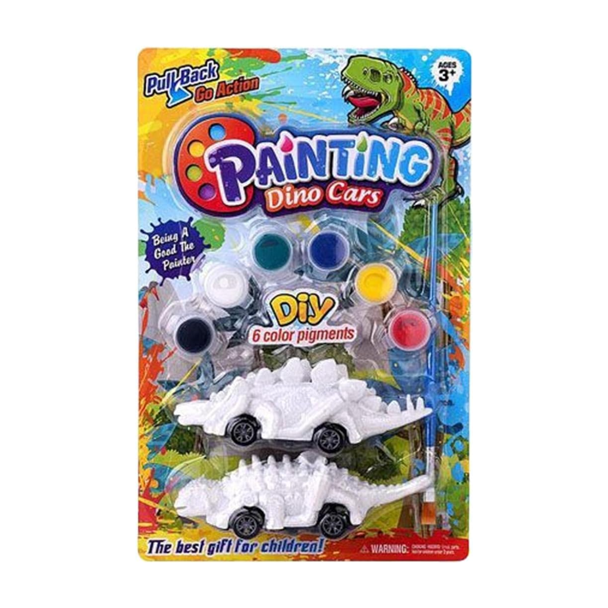 DIY TOYS Puzzle Painted Dinosaur PULL BACK CAR