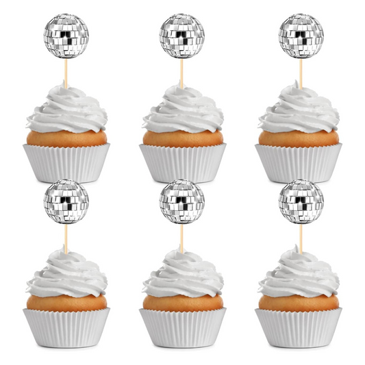 Disco Ball Theme Party Cake Toppers Set