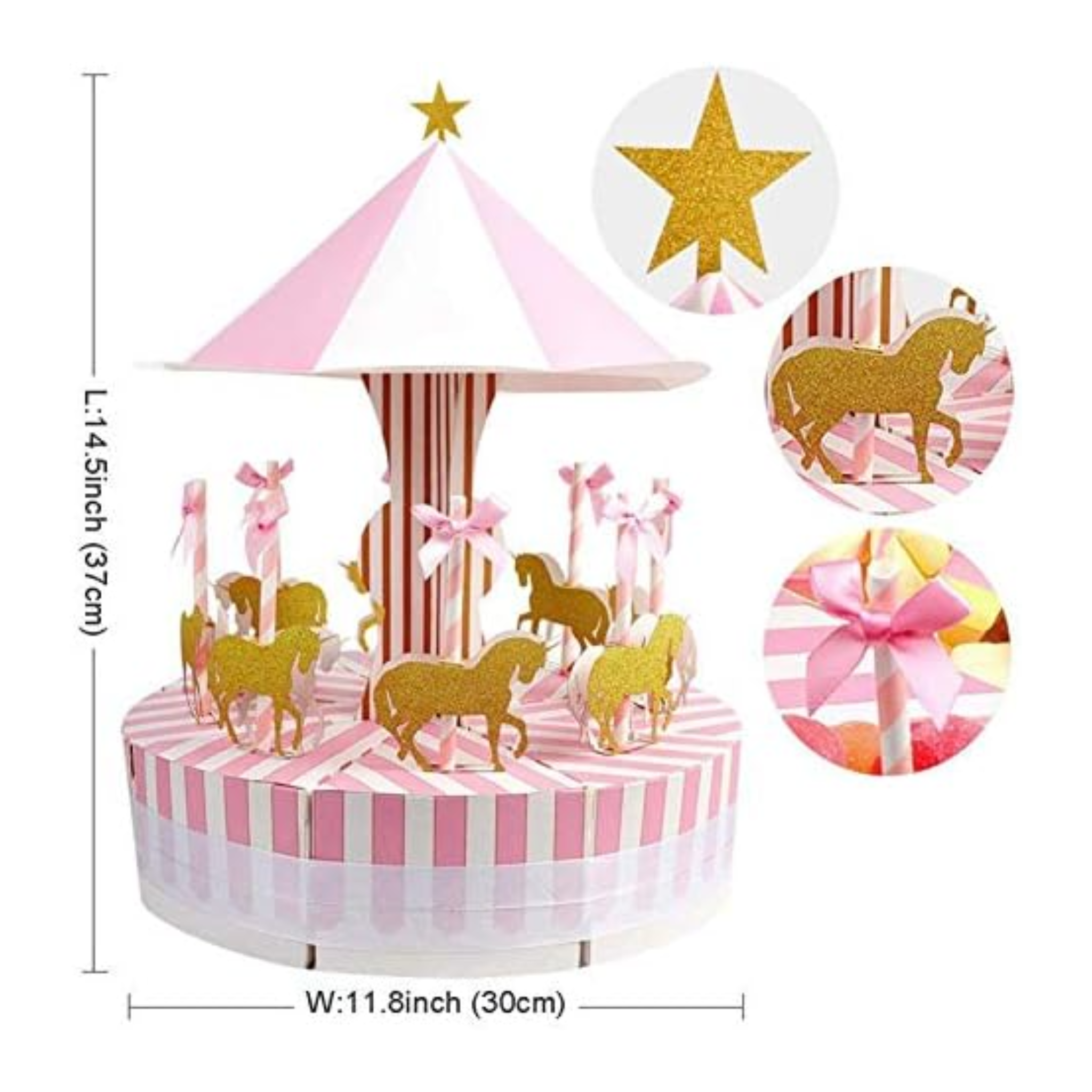 Pink Carousel Birthday Party Favor Boxes