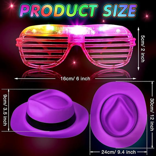 Neon Glow Party Hats & Glasses Combo Set