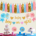Load image into Gallery viewer, Boy or Girl Banner and Tissue Paper Tassels Garland Set
