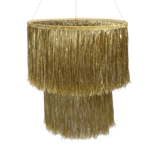 Glittering Gold Tinsel Chandelier