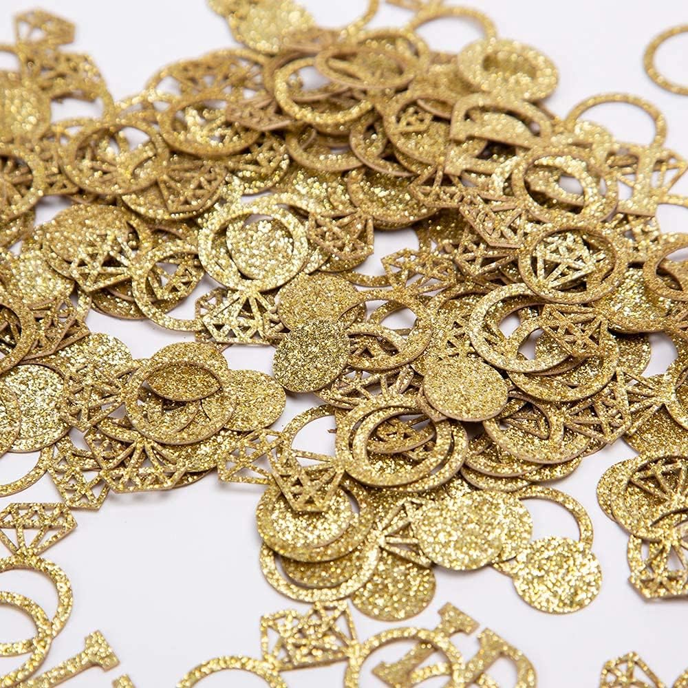 Glitter Paper Diamond Ring Hearts I DO Confetti