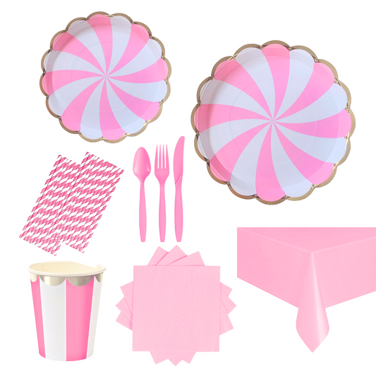 Pink Swirl Tableware Set