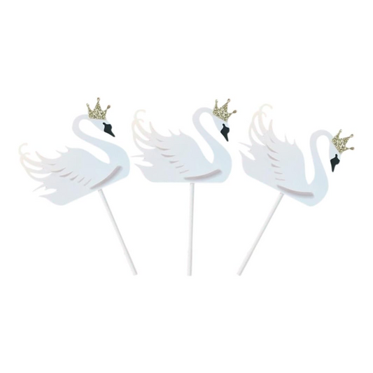 Swan Theme Cupcake Toppers Set