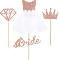 Load image into Gallery viewer, Rose Gold Bride Cupcake Toppers Set
