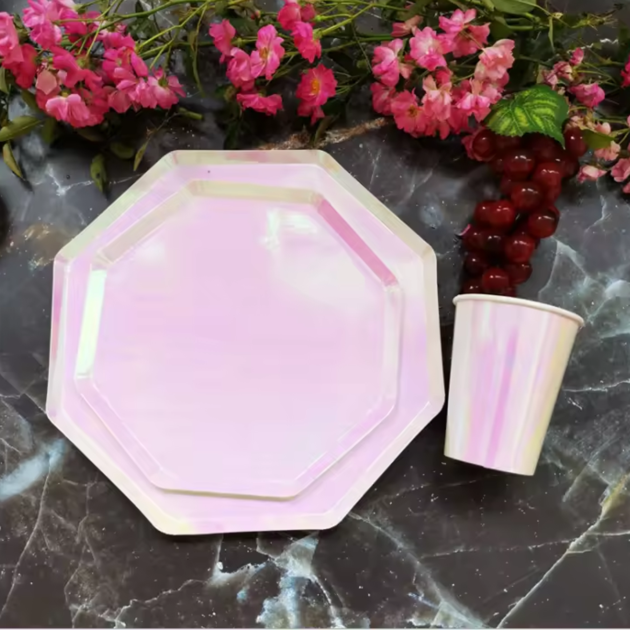 Pink Holographic Tableware Set