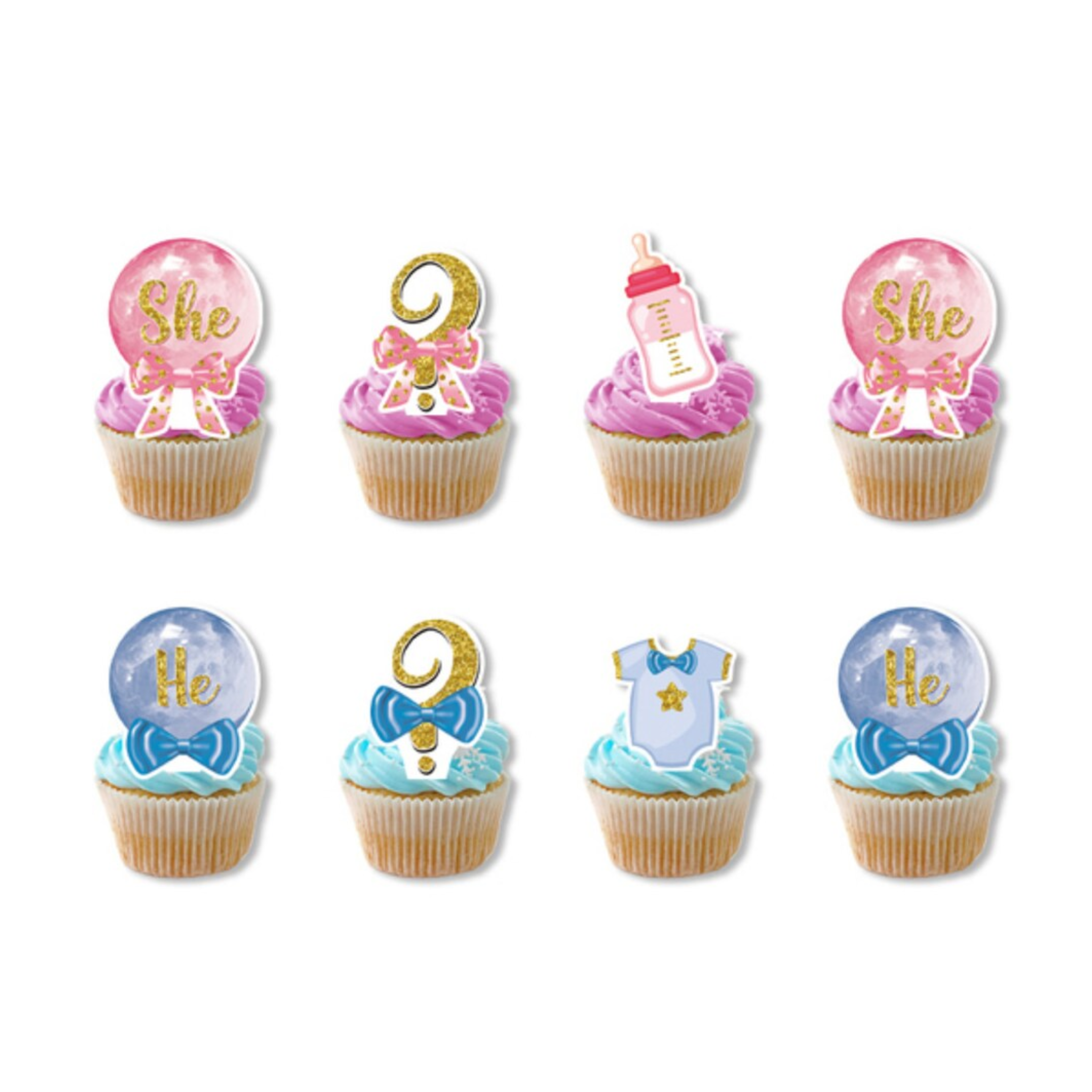 Boy or Girl Cake Cupcake Toppers Set