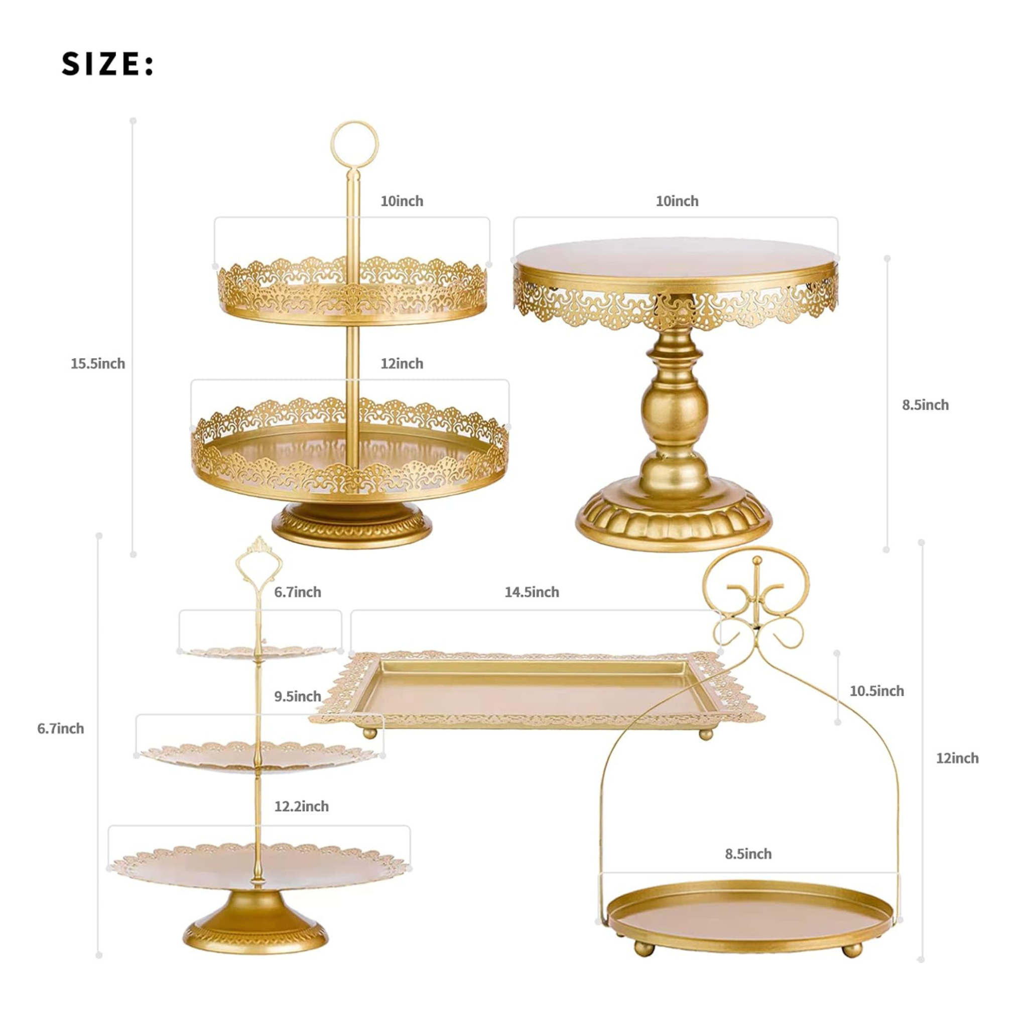 Gold Metal Dessert Cake Stand Set