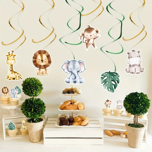 Jungle Safari Animal Hanging Swirl Decoration Sets