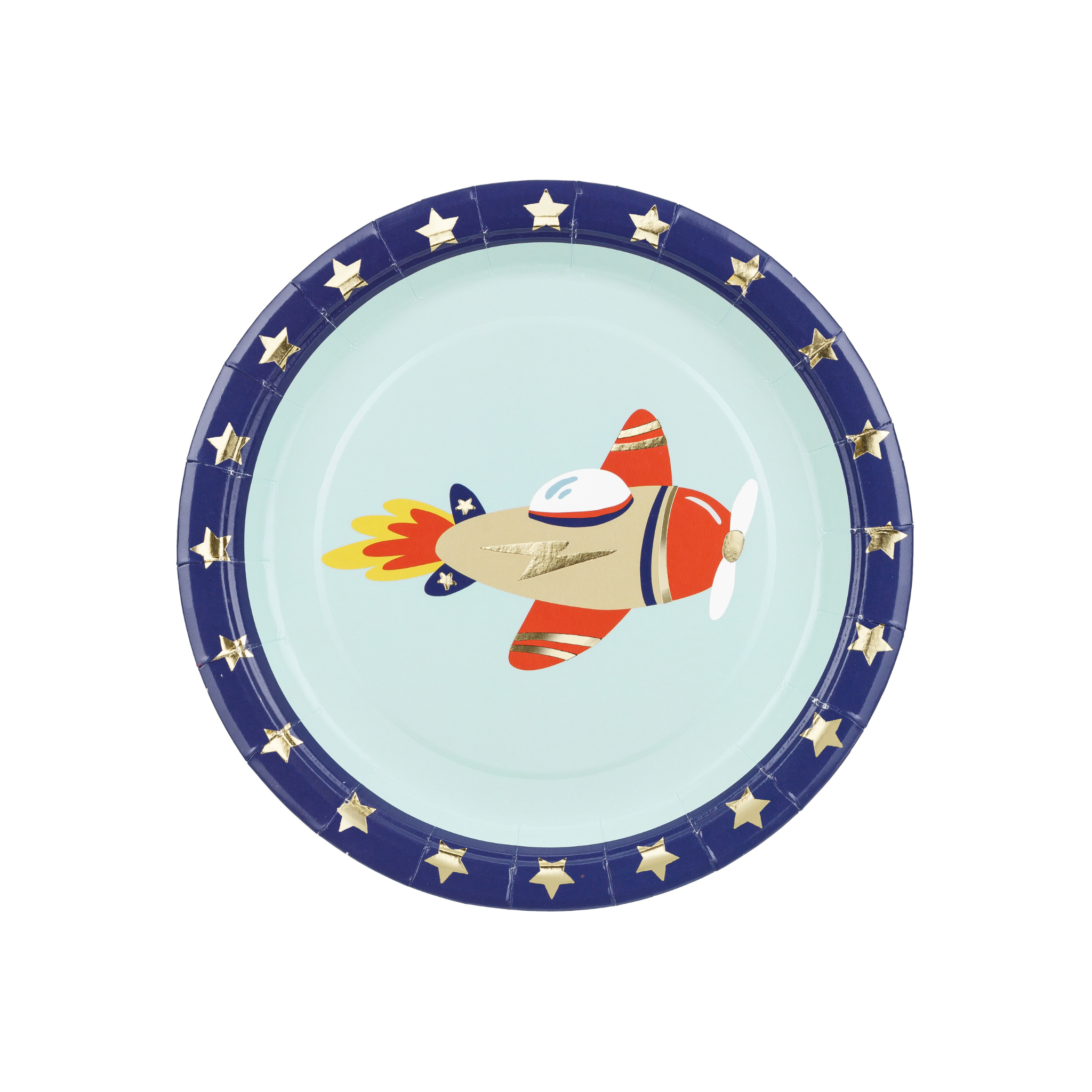 Airplane Round Paper Plates Set