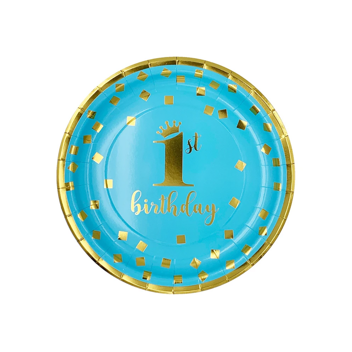 First Birthday Blue Decorations 9 Inch Paper Plates Set