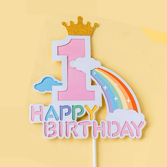 1st Birthday Paper Cake Toppers Set