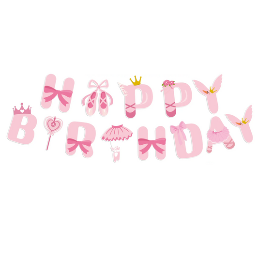 Pink Ballerina Theme Birthday Banner