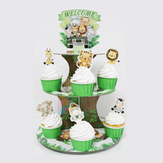 3-Tier Jungle Animals Cupcake Stand
