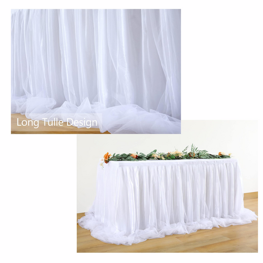 White Tulle Table Skirt with Lights
