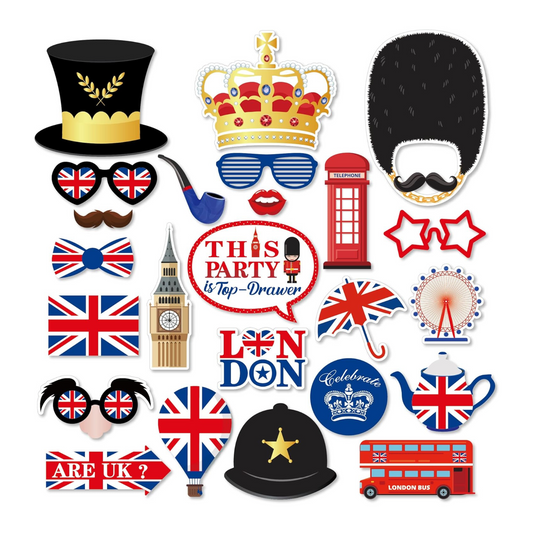 British Flag Photo Booth Props Set