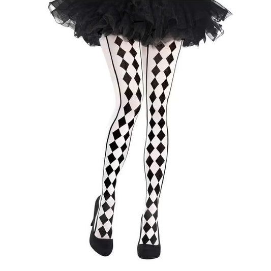 Harlequin Pantyhose Black Checkered