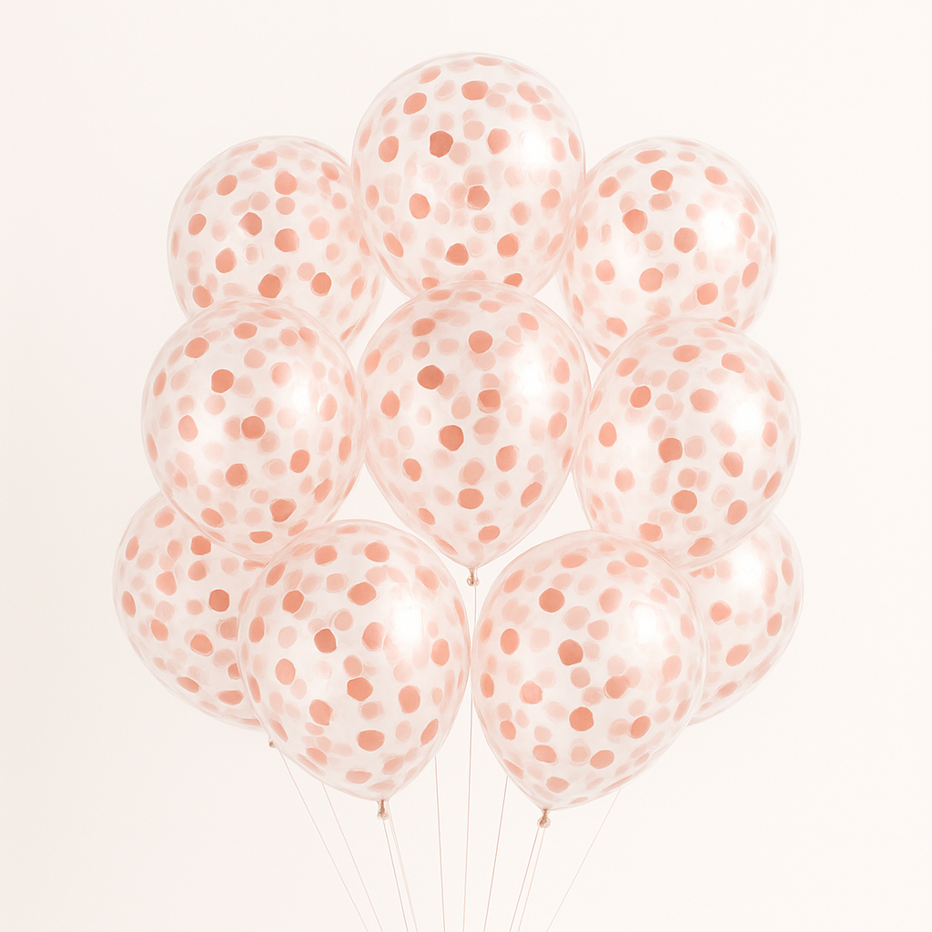 Rose Gold Confetti Helium Balloon Bunch-5pcs