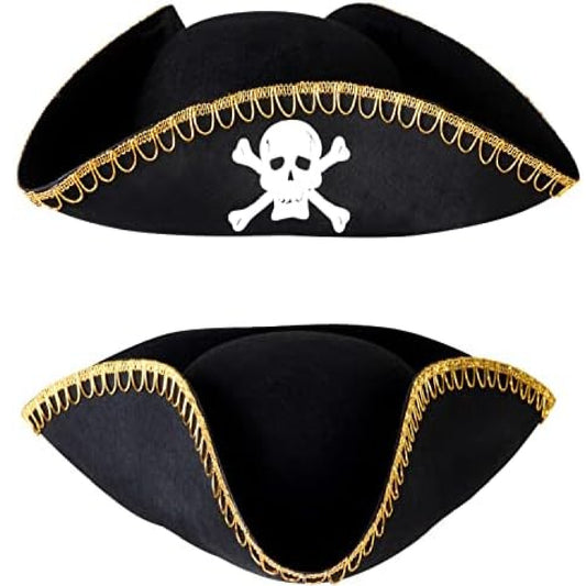 Skull Pirate Captain Hat Black