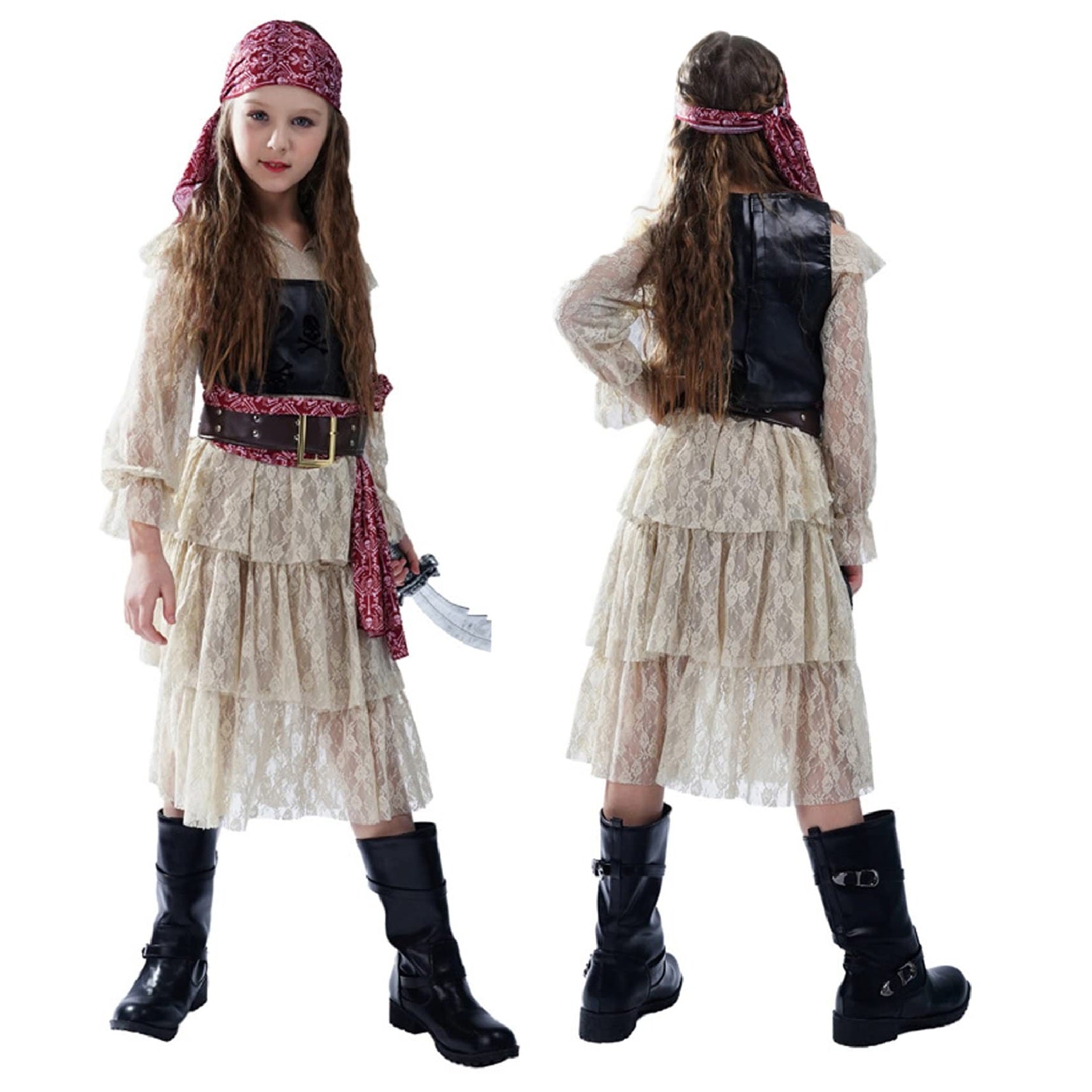 Pirate Costume for Children Girls Lace (without sword)