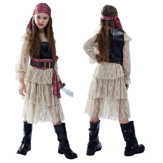 Pirate Costume for Children Girls Lace (without sword)