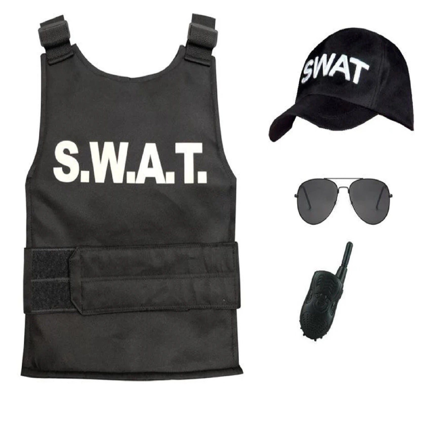 Kids SWAT Agent Body Armor FBI Cop Costume