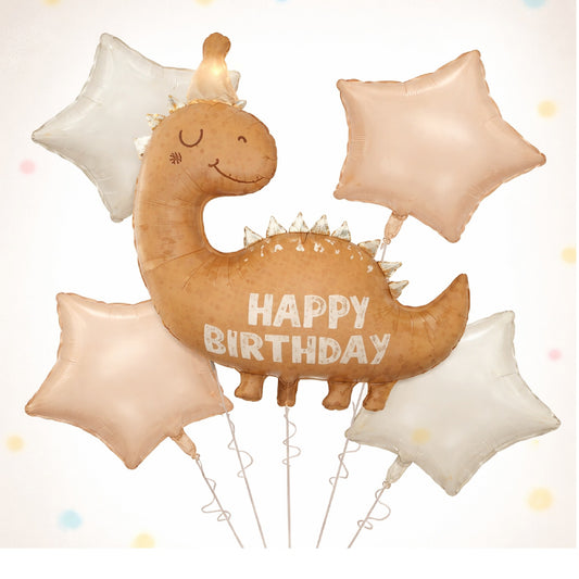 Happy Birthday Brown Dinosaur Bouquet Balloon