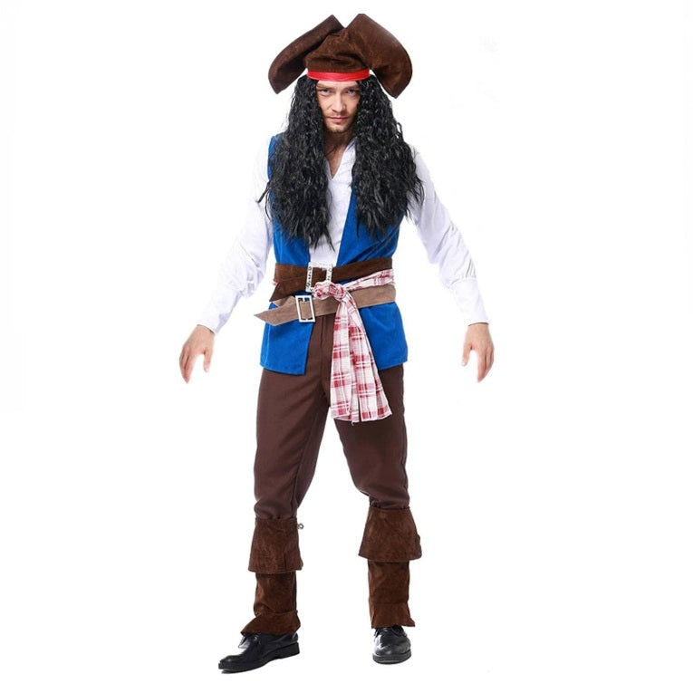 Men's Pirate Captain Jack Costume without Hair & sword
