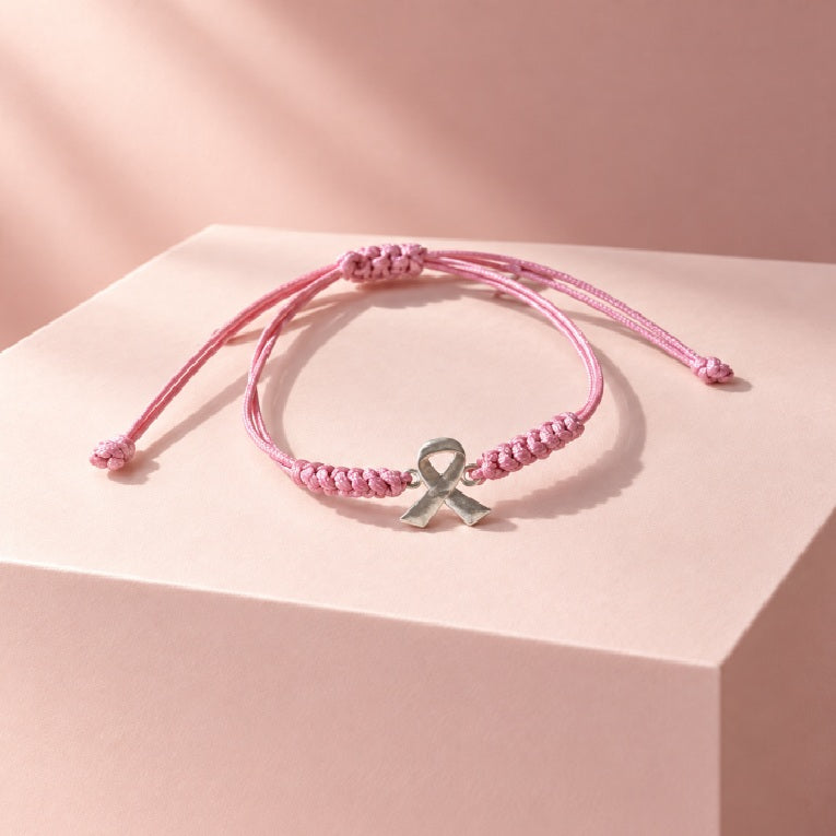Pink October Ribbon Awareness Bracelet