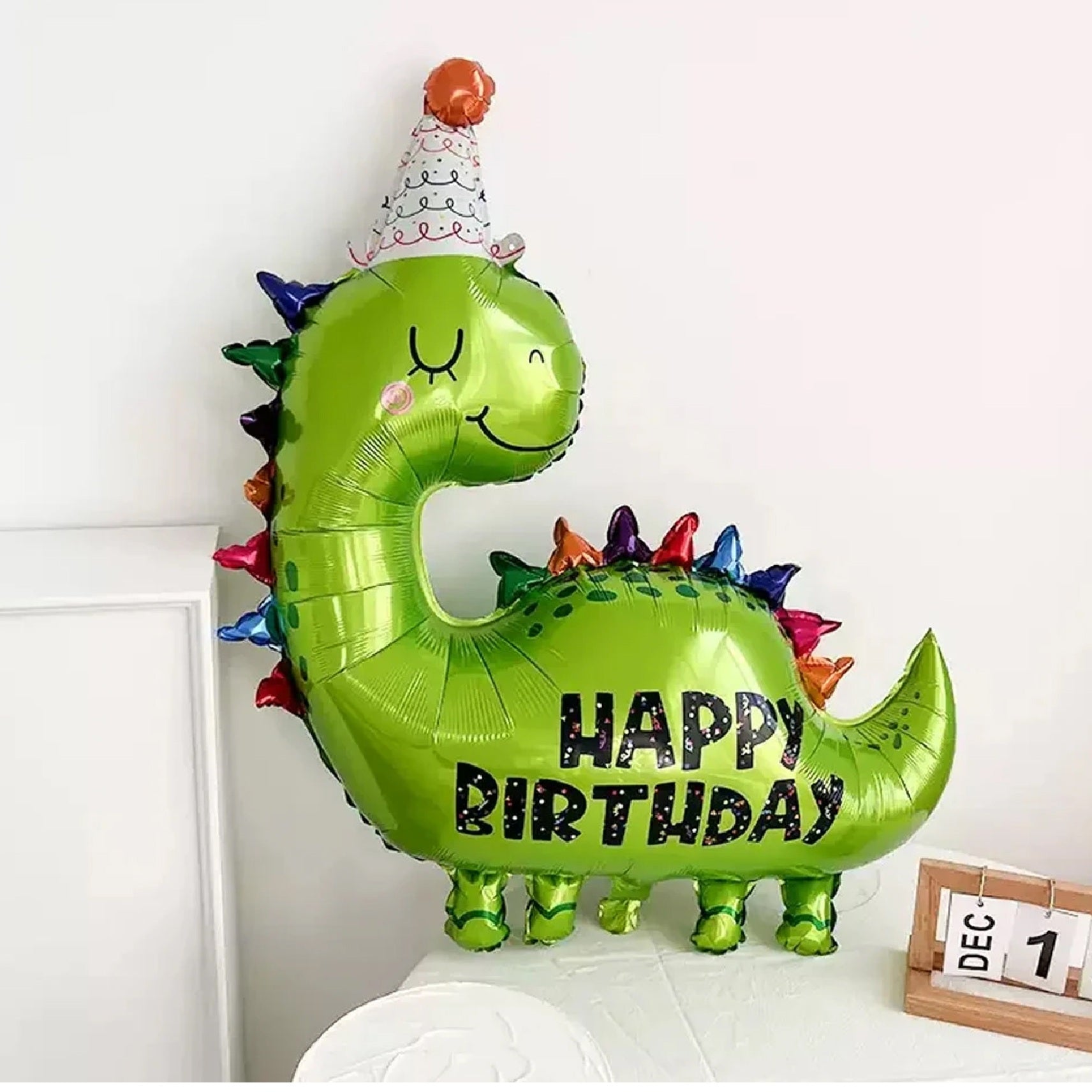 Happy Birthday Baby Green Dinosaur Foil Balloon
