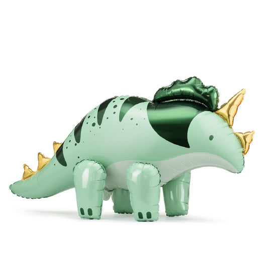 Standing Dinosaur Triceratops Foil Balloon - Green