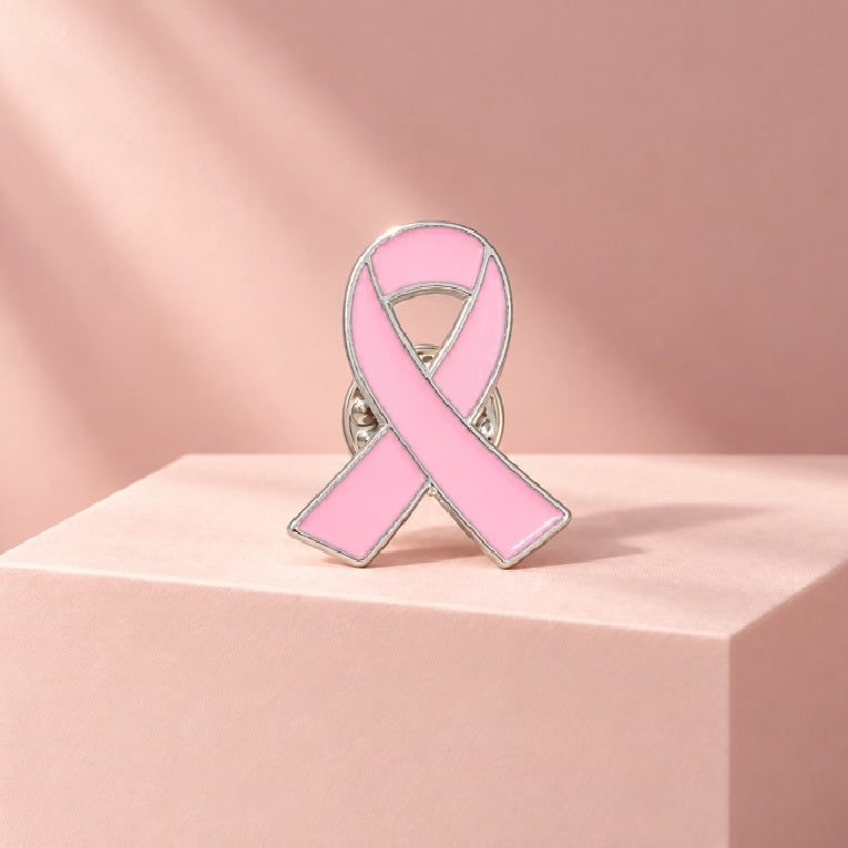 Pink October Ribbon Enamel Lapel Pin